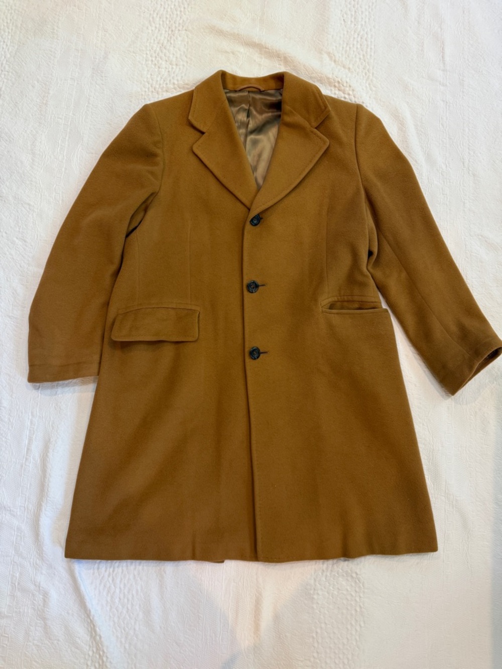 Vtg 100% Cashmere Camel Coat Classic Minimalist Wool M/L (ck measurements)